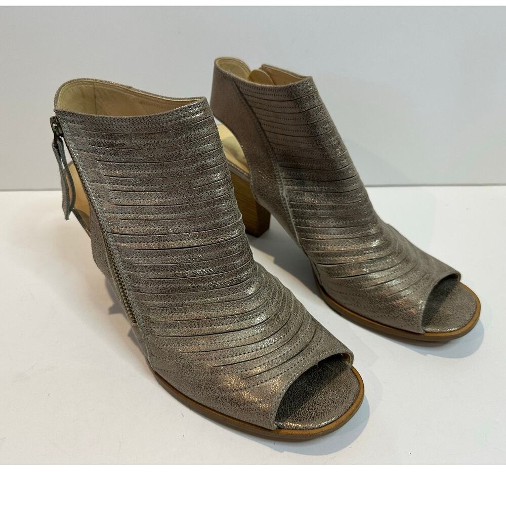 Paul Green Cayenne Peep Toe Heels Women’s 7.5 (US 10) Metallic Silver Leather